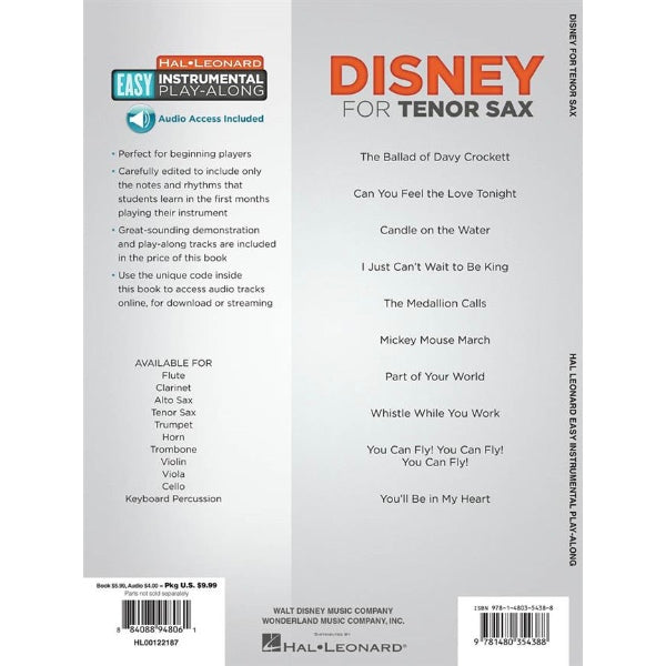 Easy Instrumental Play-Along: Disney tenorsax