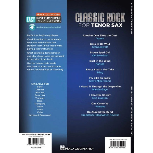 Easy Instrumental Play-Along: Classic Rock tenorsax