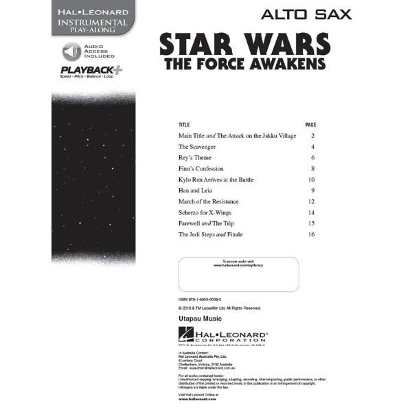 Instrumental Play-Along: Star Wars: The Force Awakens altsax