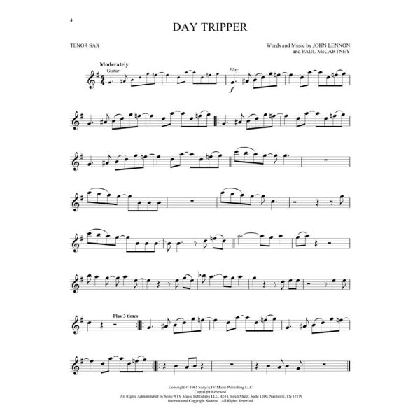 Instrumental Play-Along: The Beatles tenorsax