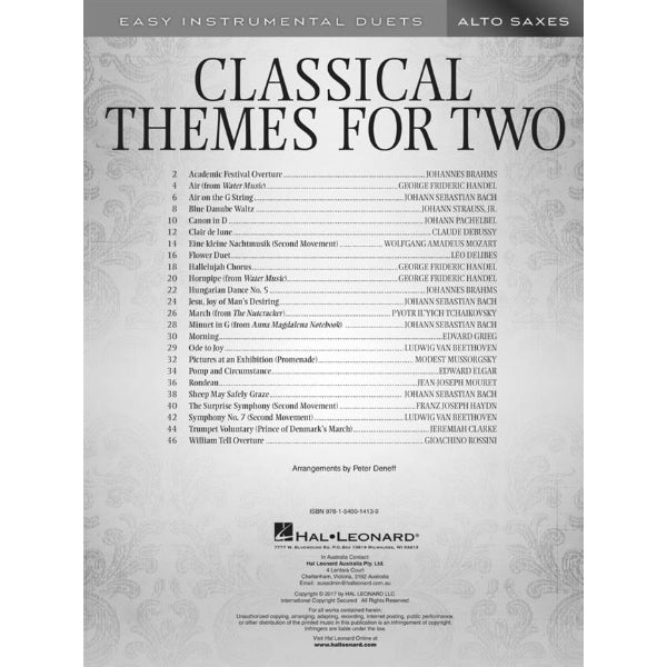 Classical Themes for Two Alto Saxophones