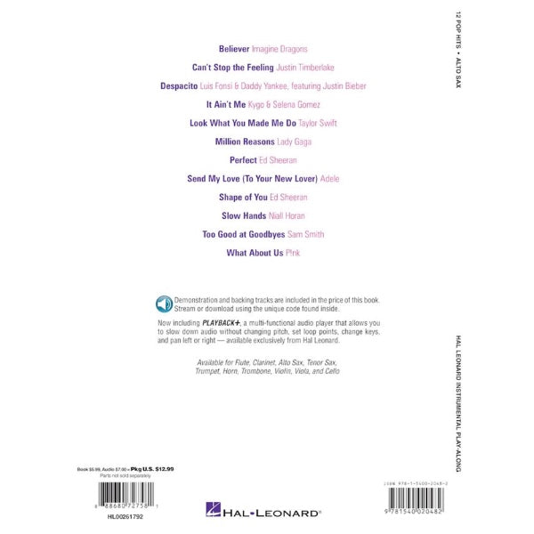 Instrumental Play-Along: 12 Pop Hits altsax