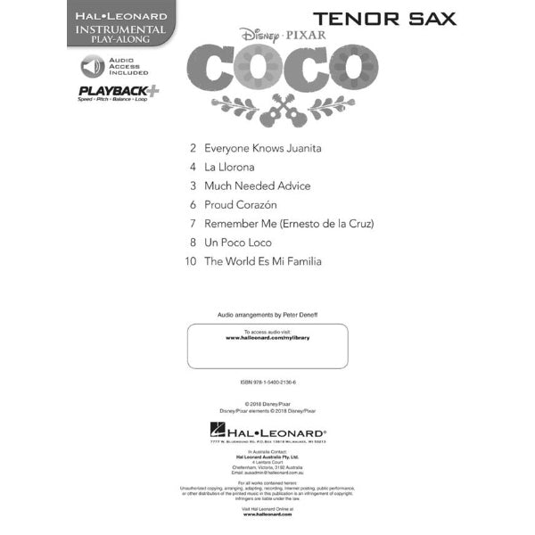 Instrumental Play-Along: Coco tenorsax
