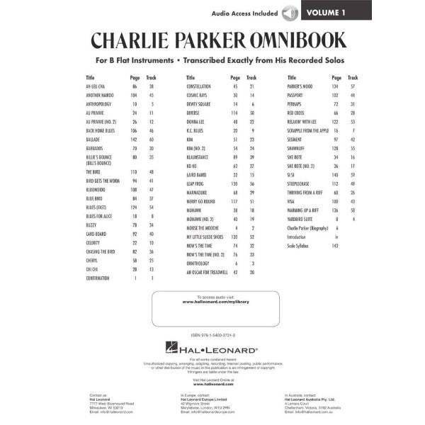 Charlie Parker Omnibook vol. 1 Bb
