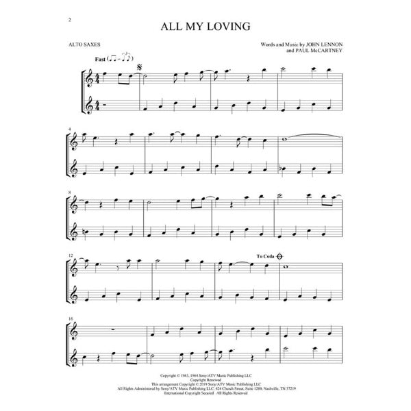 Easy Instrumental Duets: The Beatles for Two Alto Saxophones