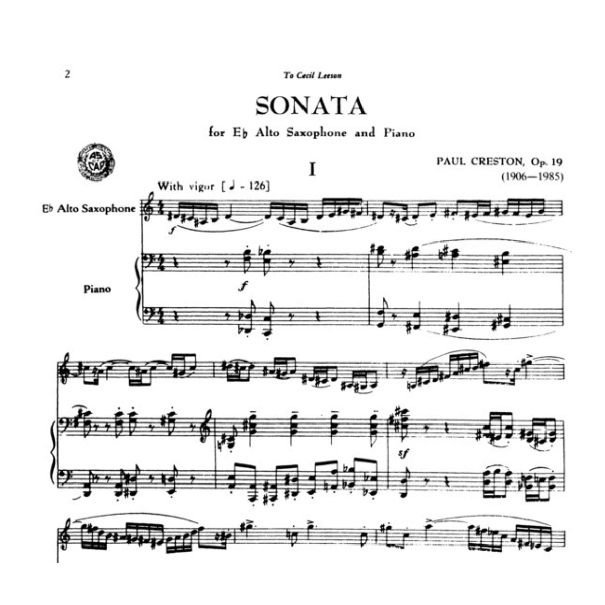 Sonata Op. 19 altsax & piano