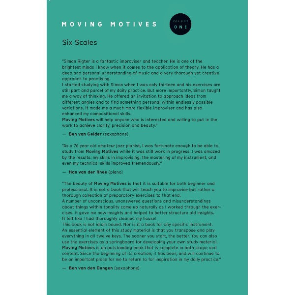 Simon Rigter: Moving Motives vol. 1 Six Scales
