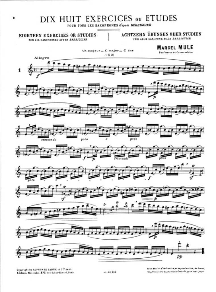 18 Exercices Ou Études saxofoon