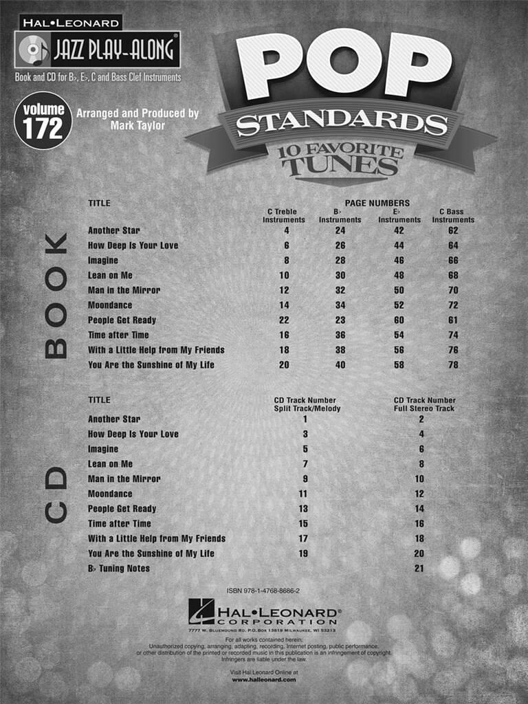 Jazz Play Along vol. 172: Pop Standards