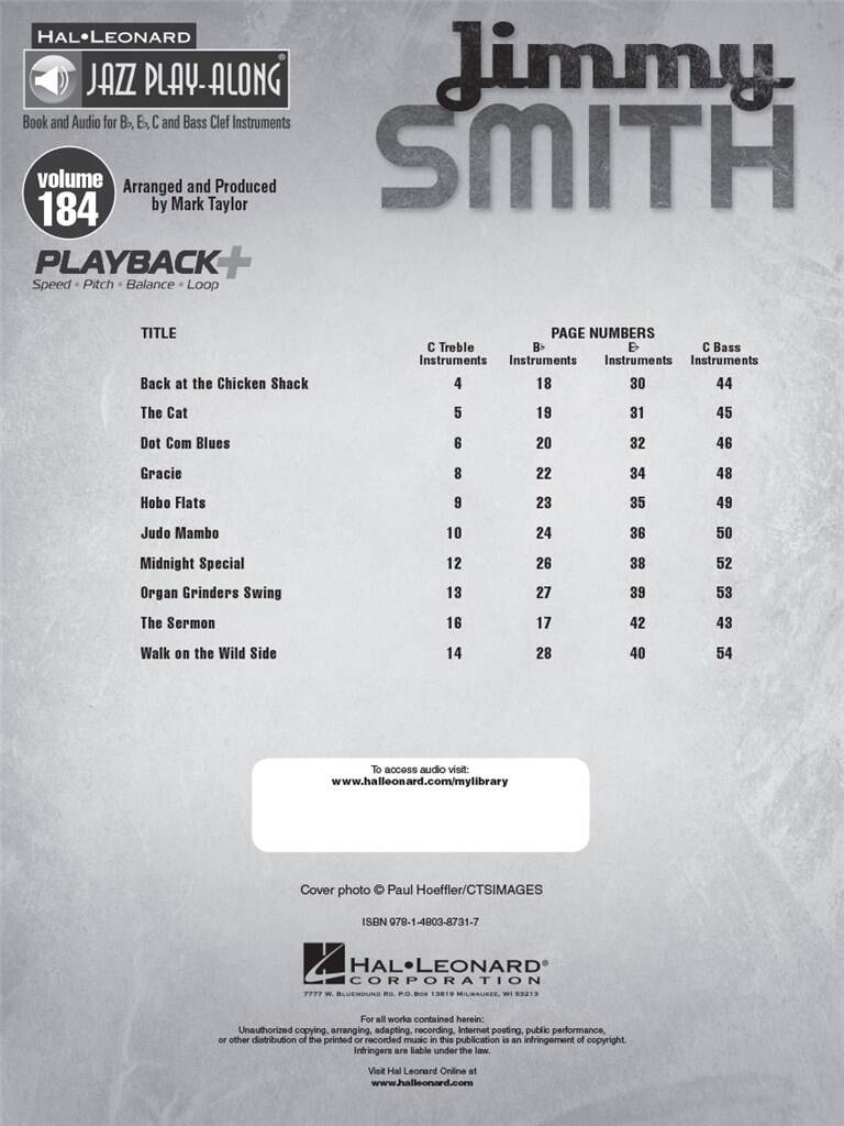 Jazz Play Along vol. 184: Jimmy Smith