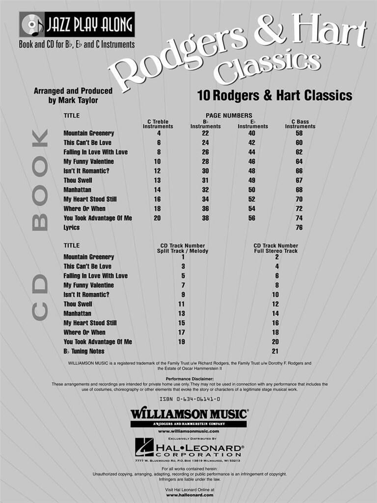 Jazz Play Along vol. 21: Rodgers & Hart Classics
