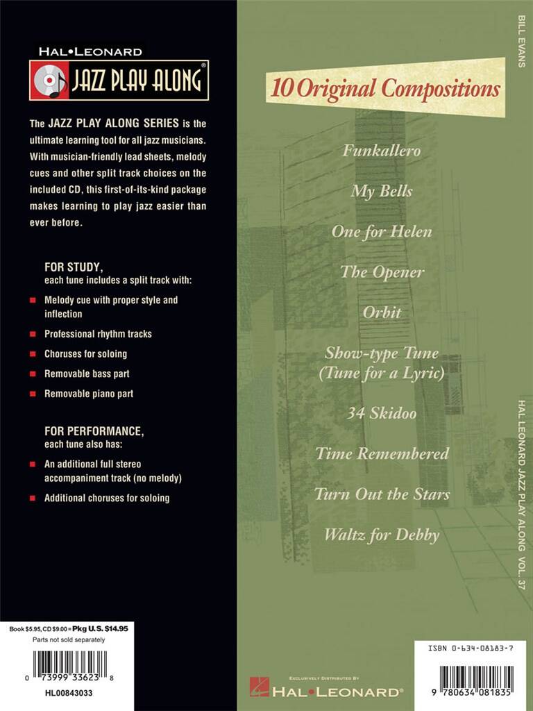 Jazz Play Along vol. 37: Bill Evans: 10 Original Compositions