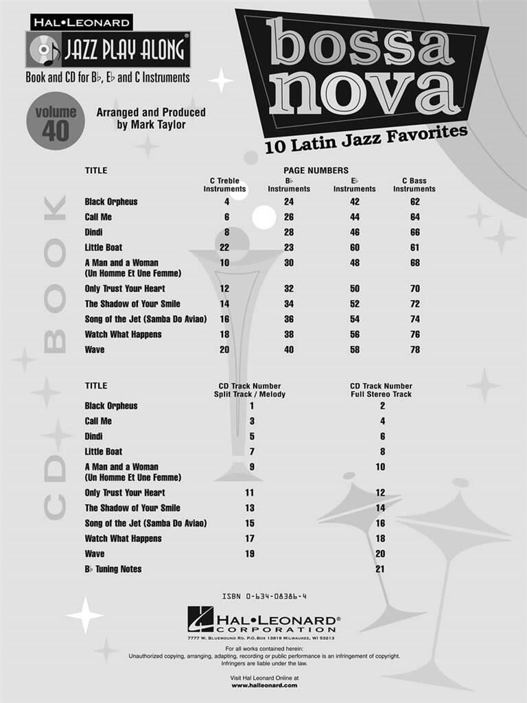 Jazz Play Along vol. 40: Bossa Nova - 10 Latin Jazz Favorites