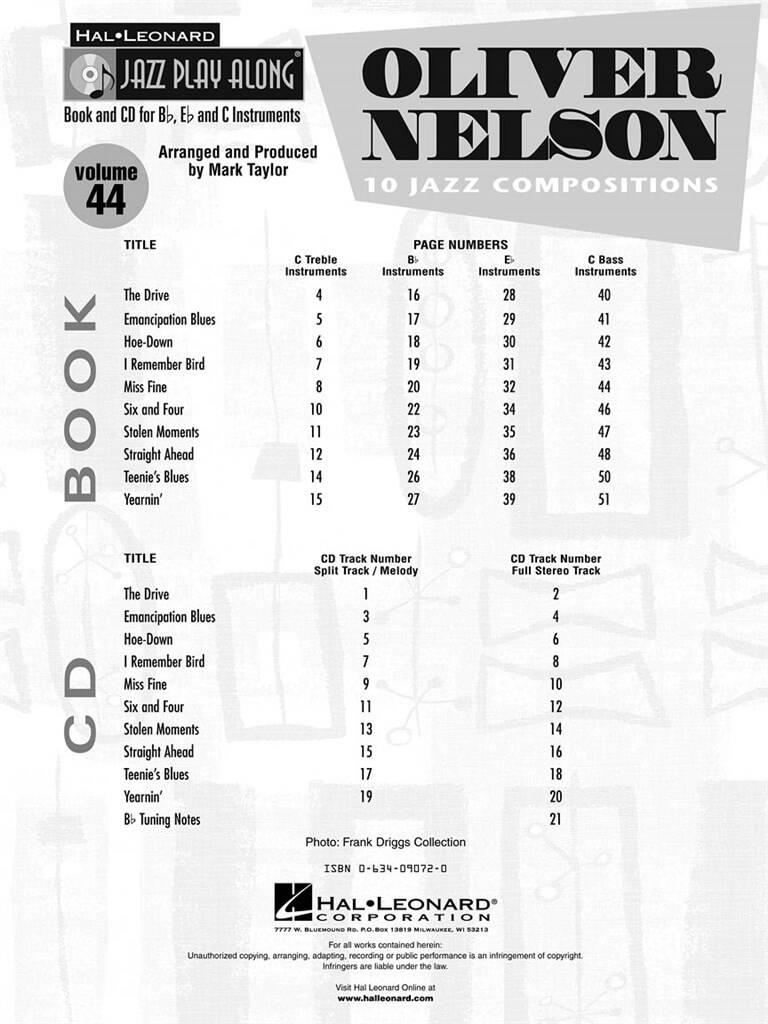 Jazz Play Along vol. 44: Oliver Nelson