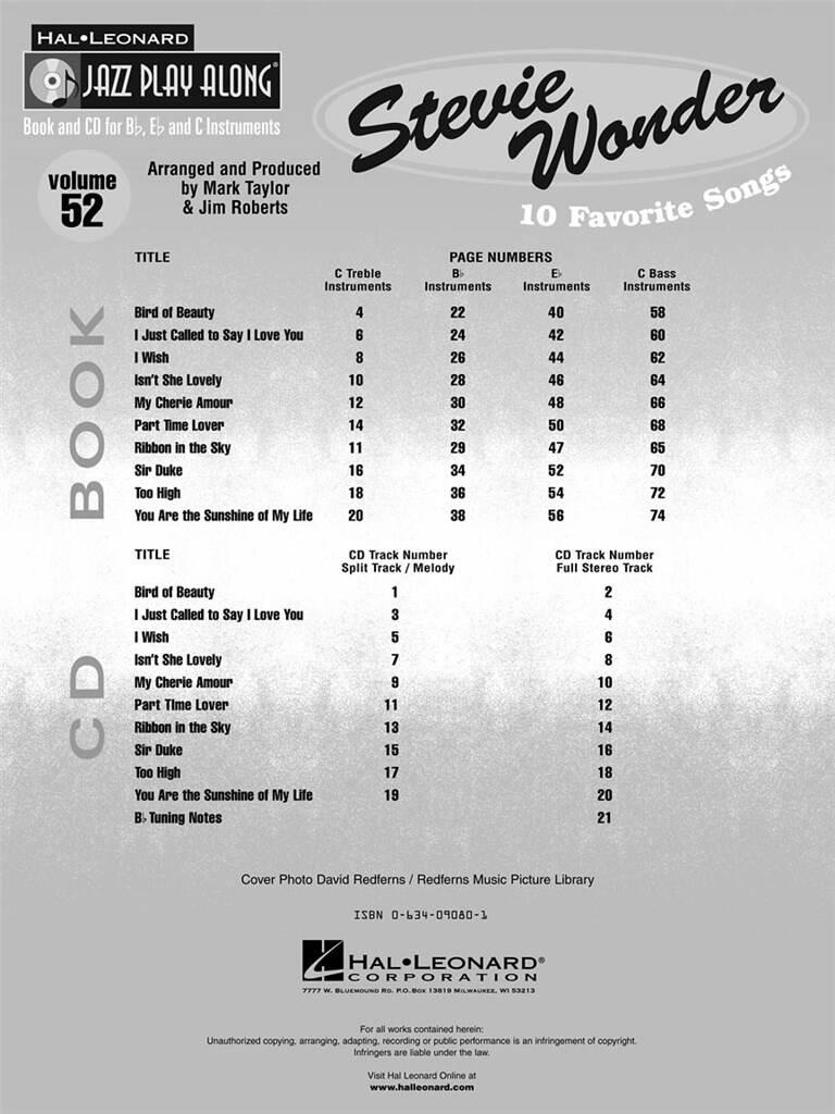 Jazz Play Along vol. 52: Stevie Wonder