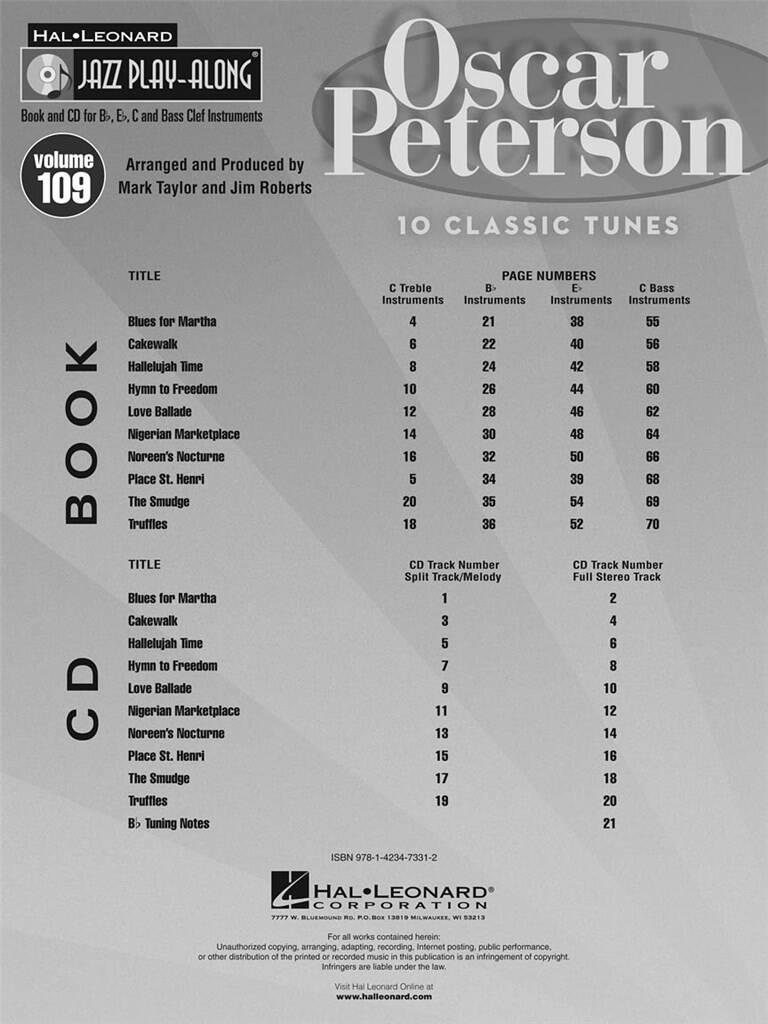 Jazz Play Along vol. 109: Oscar Peterson