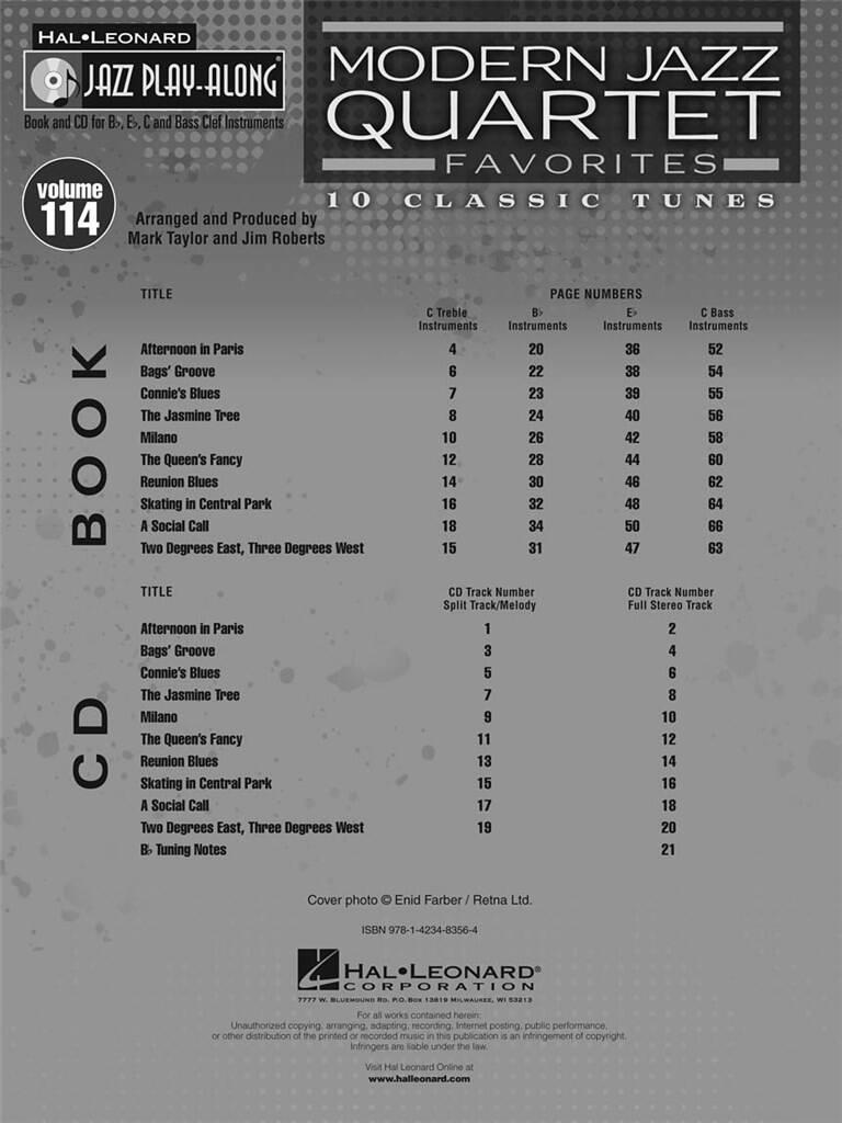 Jazz Play Along vol. 114: Modern Jazz Quartet