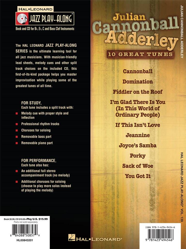 Jazz Play Along vol. 139: Julian "Canonball" Adderley