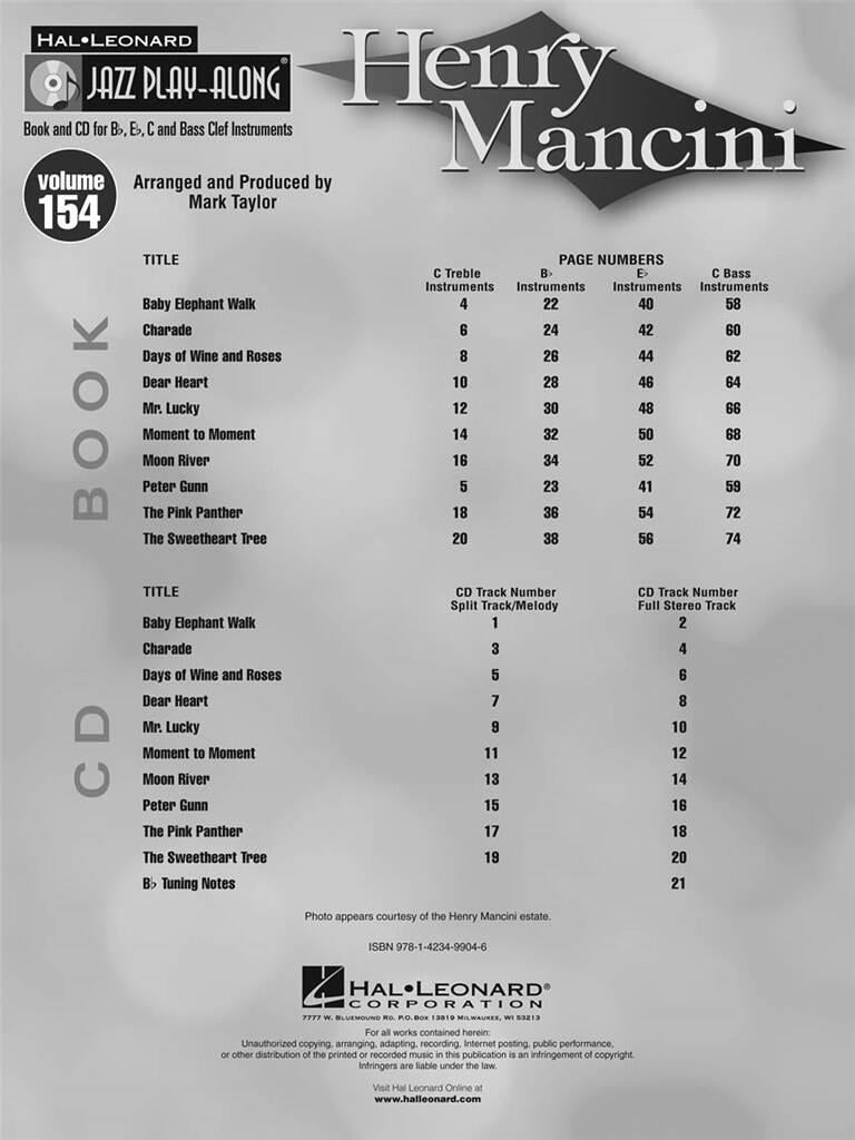 Jazz Play Along vol. 155: Henry Mancini