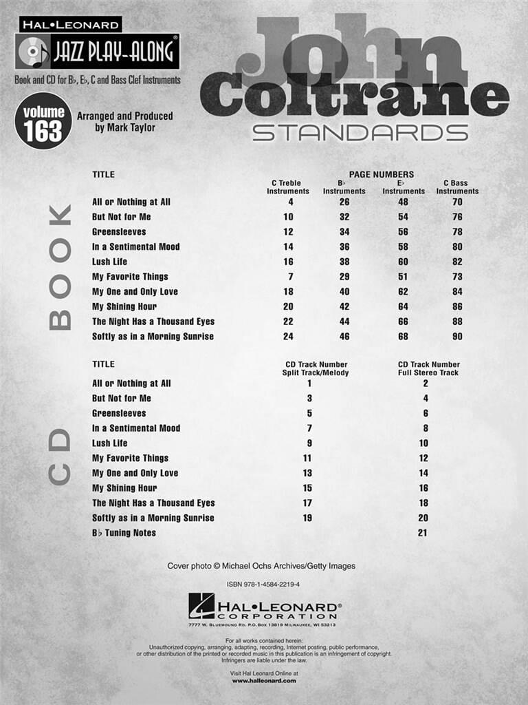 Jazz Play Along vol. 163: John Coltrane Standards