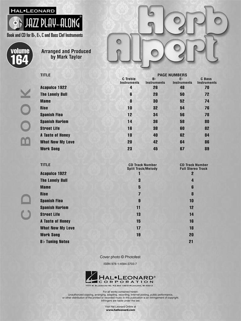 Jazz Play Along vol. 164: Herb Alpert