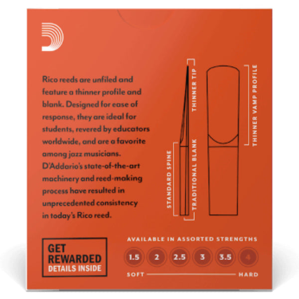 D'Addario Rico Eb klarinet riet per 10 stuks