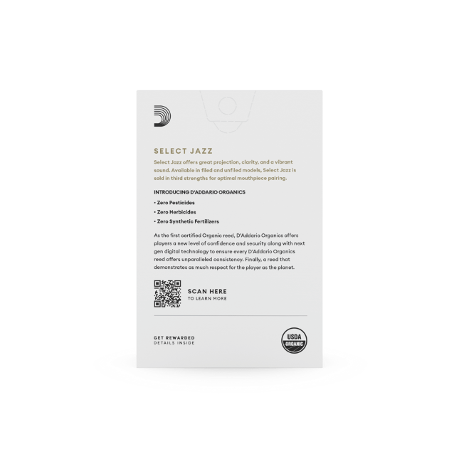 D'Addario Organic Select Jazz filed sopraansax riet per 10 stuks
