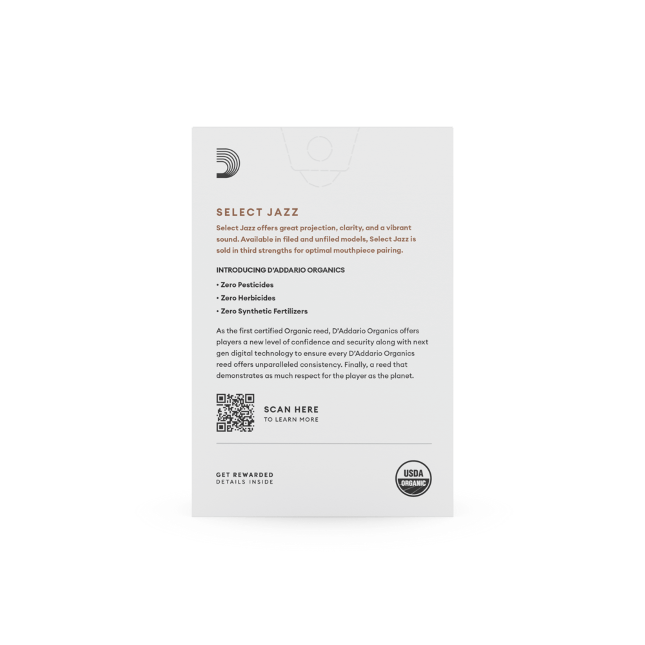 D'Addario Organic Select Jazz unfiled sopraansax riet per stuk