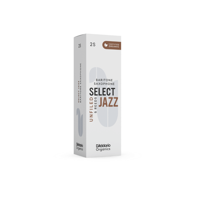 D'Addario Organic Select Jazz unfiled baritonsax riet per 5 stuks